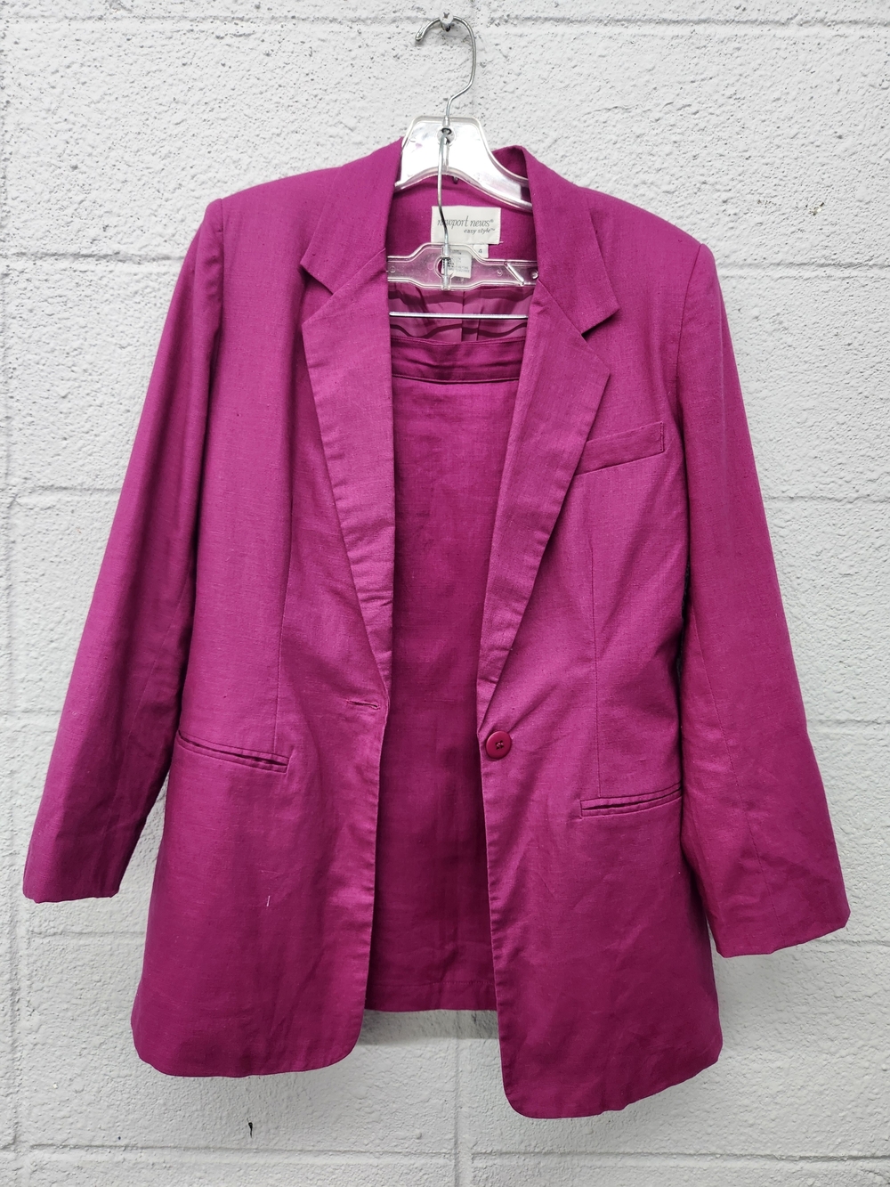 Vintage Newport News Fuchsia Single-Button Blazer And Skirt
